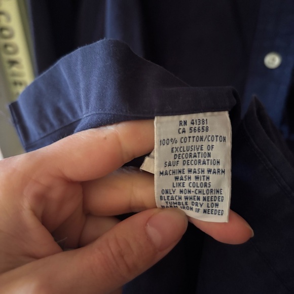 Ralph Lauren Slim Fit Cotton Stretch Button Down Men's Large Navy Blue - Picture 5 of 7